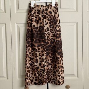 Leopard Print Silk Maxi Skirt